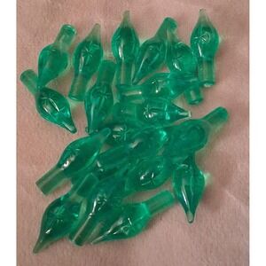 20 Vintage Green Ceramic Christmas Tree Replacement Bulbs Twist Lights Pegs
